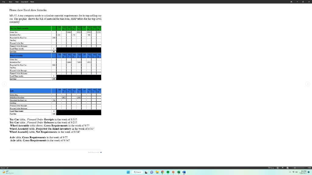 using Excel show formulas so i can learn Plense