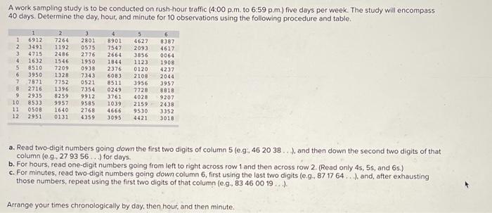 A work sampling study is to be conducted on rush