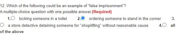 12. Which of the following could be an example of