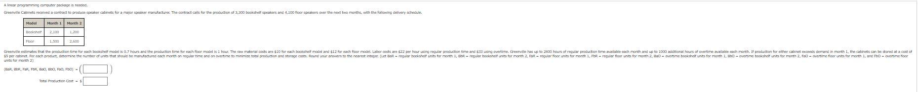 Alinear programming computer pediage is needed.