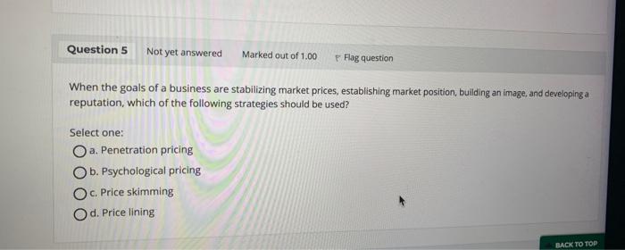 ATION Question 1 Not yet answered Marked out of