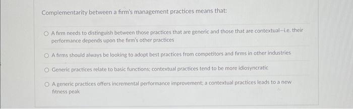 Complementarity between a firm's management