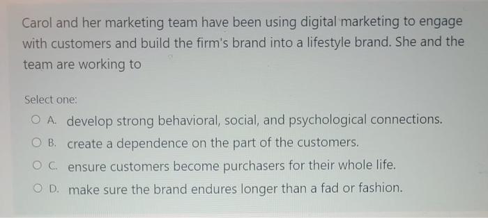 Carol and her marketing team have been using