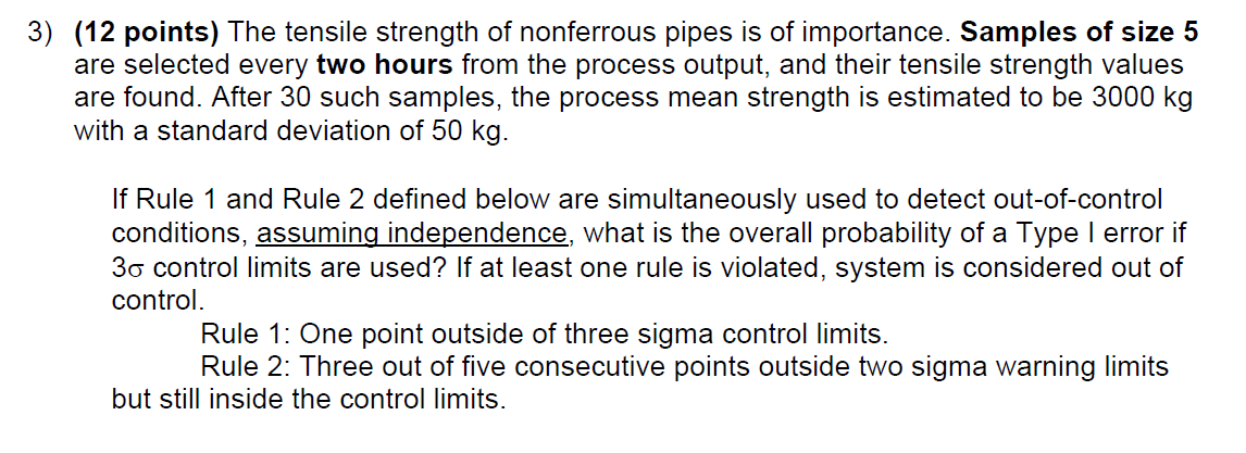 3) (12 points) The tensile strength of nonferrous