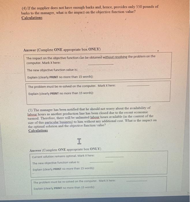 Part II: Sensitivity analysis (10 marks, 2 marks