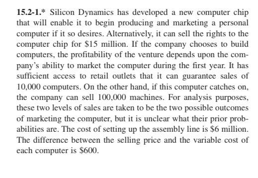 15.2-1.* Silicon Dynamics has developed a new