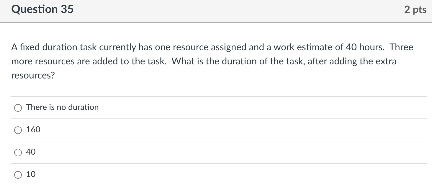 A fixed duration task currently has one resource