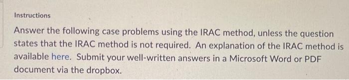 The IRAC Method - Issue - Identify and state the