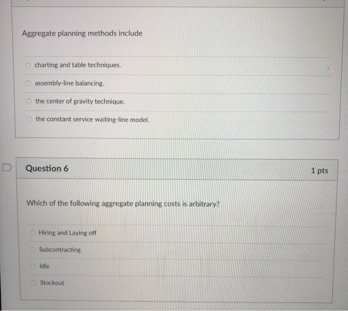 Aggregate planning methods include charting and