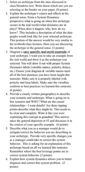 1. Select an archetype from the ones discussed in