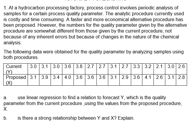 1. At a hydrocarbon processing factory, process