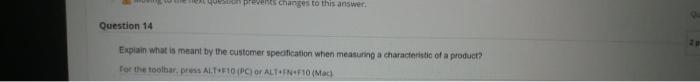 prevents changes to this answer Question 14 2