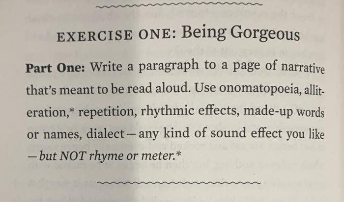 EXERCISE ONE: Being Gorgeous Part One: Write a