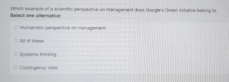 Which example of a scientific perspective on