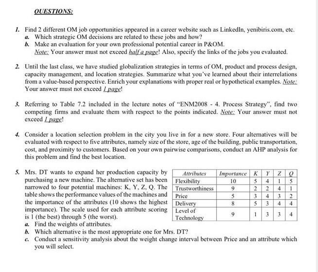 X=90 QUESTIONS: 1. Find 2 different OM job