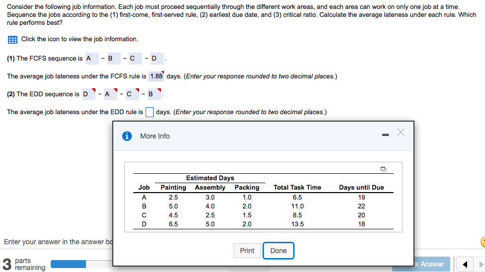 Consider the following job information. Each job