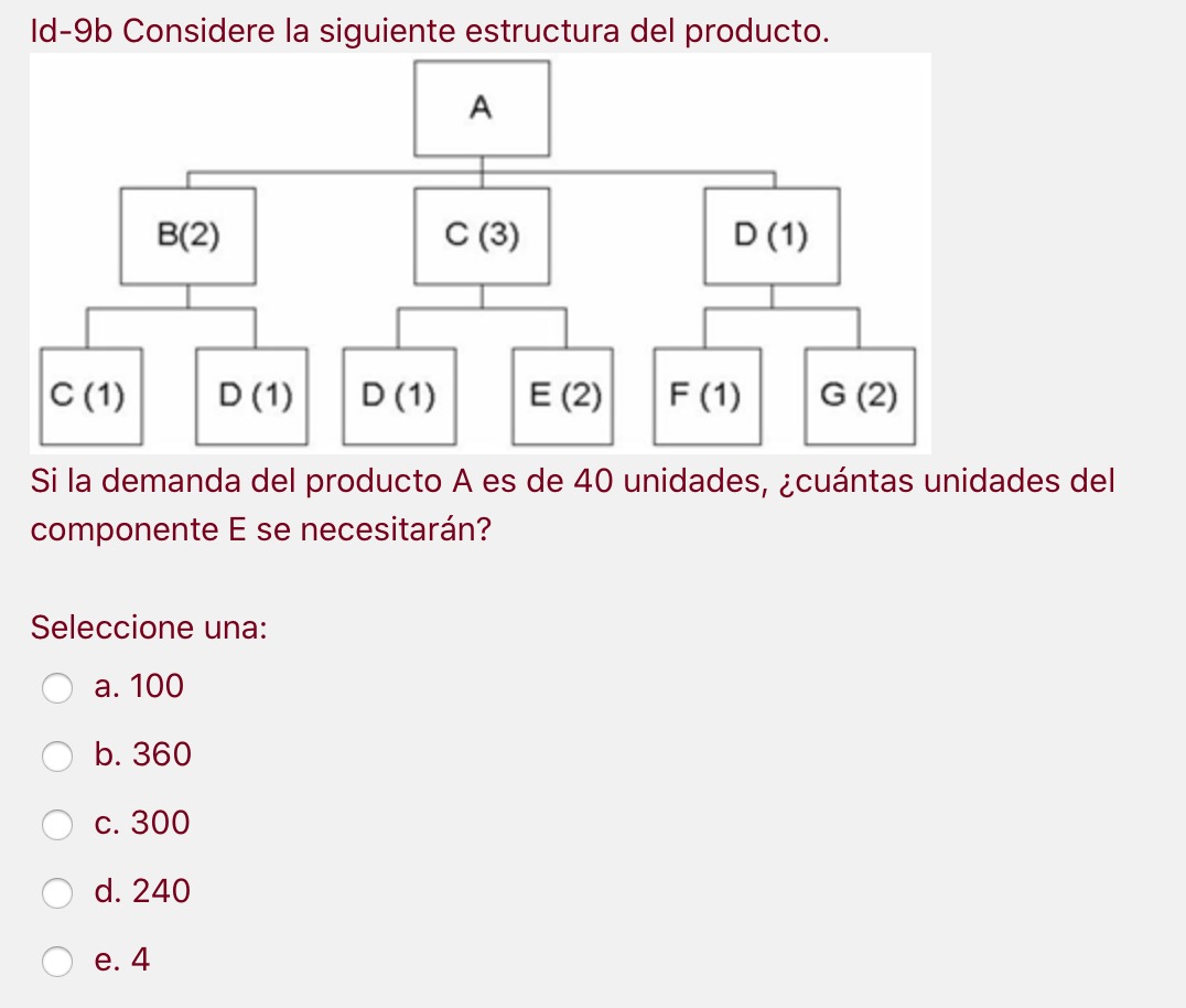 Id-9b Consider the following product structure.
