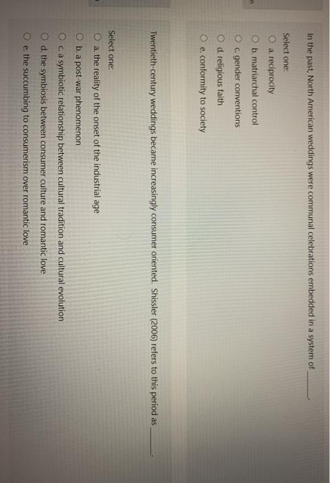 In the past, North American weddings were