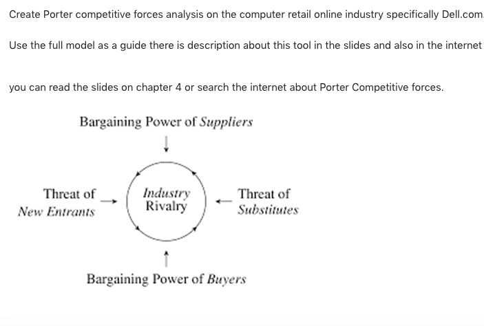 Create Porter competitive forces analysis on the