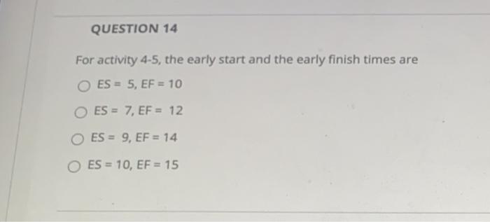 QUESTION 13 Data for Problems 13-17. The network
