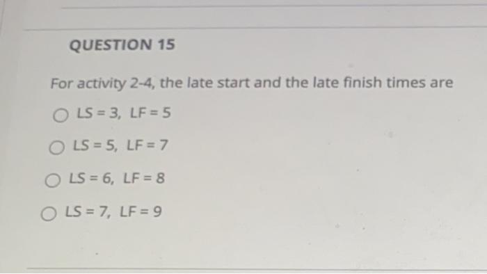 QUESTION 13 Data for Problems 13-17. The network
