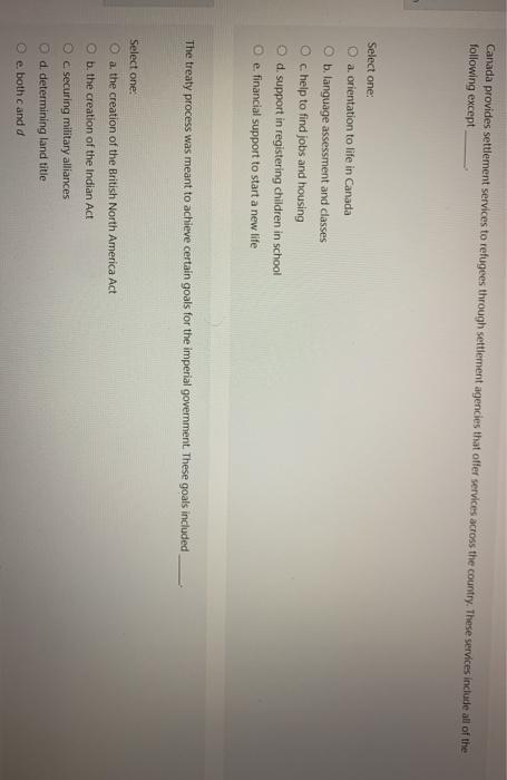 Canada provides settlement services to refugees