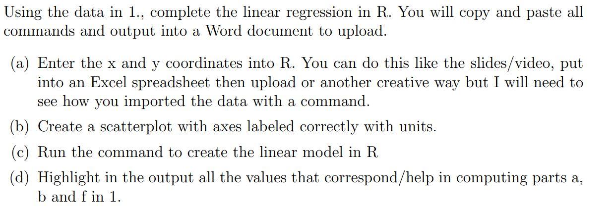 PLEASE DO ALL PARTS WITH WORK, AND USES R