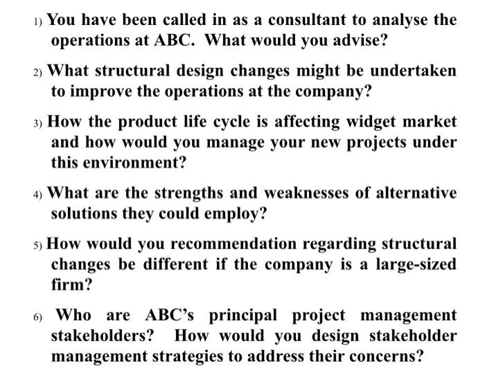 Case Study*: ABC is a medium-sized firm