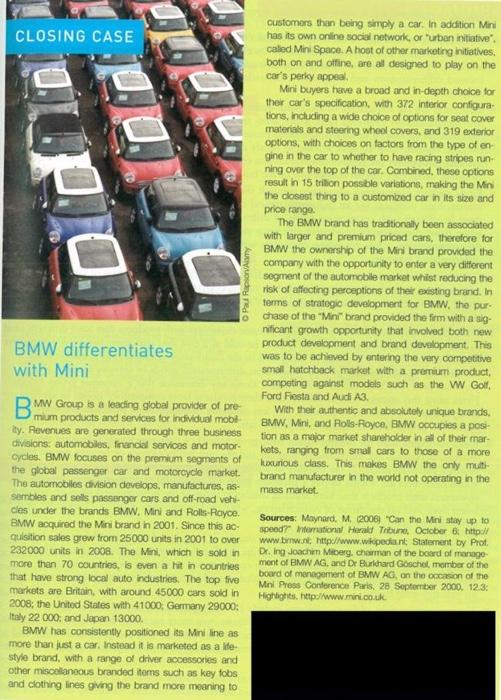 Strategic management Read the below case BMW