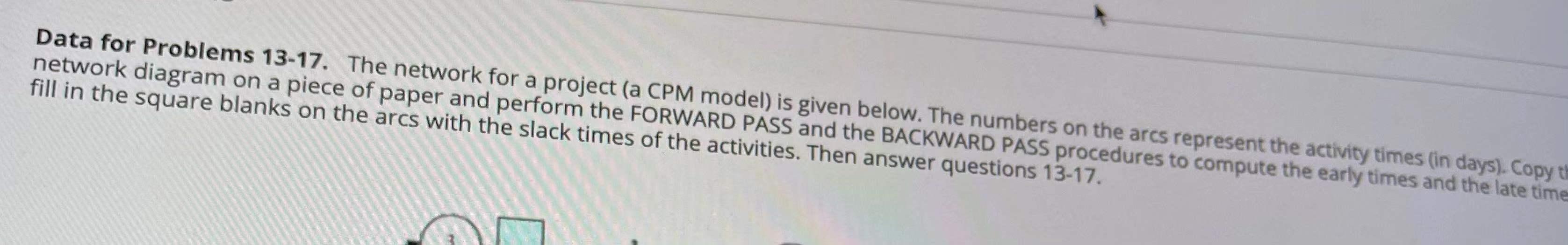 Data for Problems 13-17. The network for a