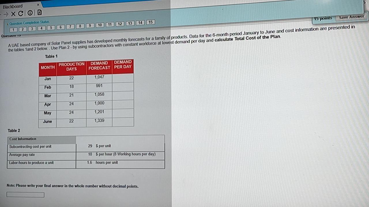 Blackboard XCO 15 points Save Answer 6 7 8 9 10