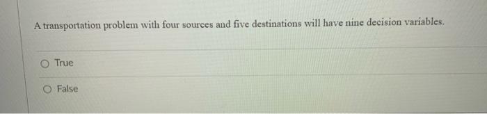 A transportation problem with four sources and