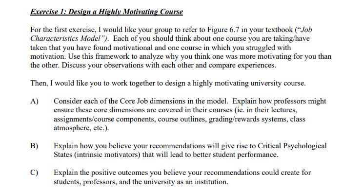 I NEED ANSWER FOR QUESTION (C) ONLY Exercise 1: