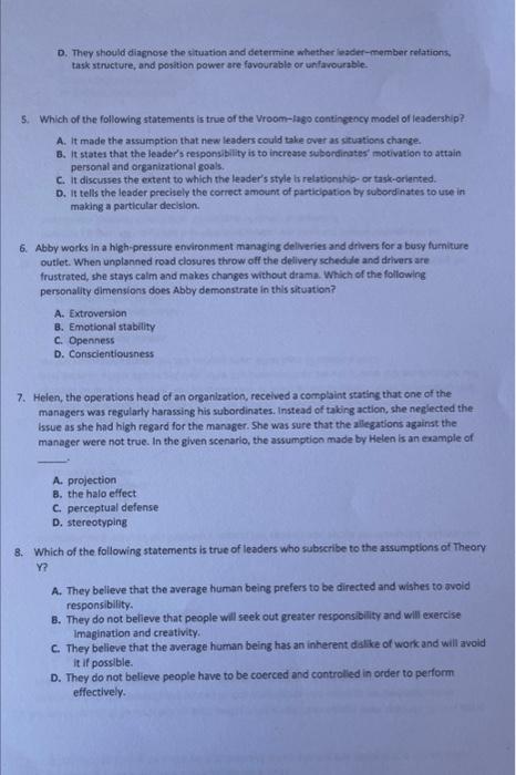 Multiple -Choice Question Leadership Management &