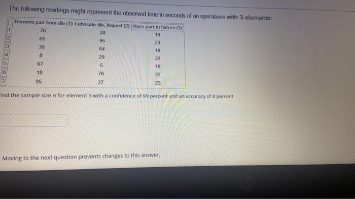 1 2 3 4 readings might represent the observed