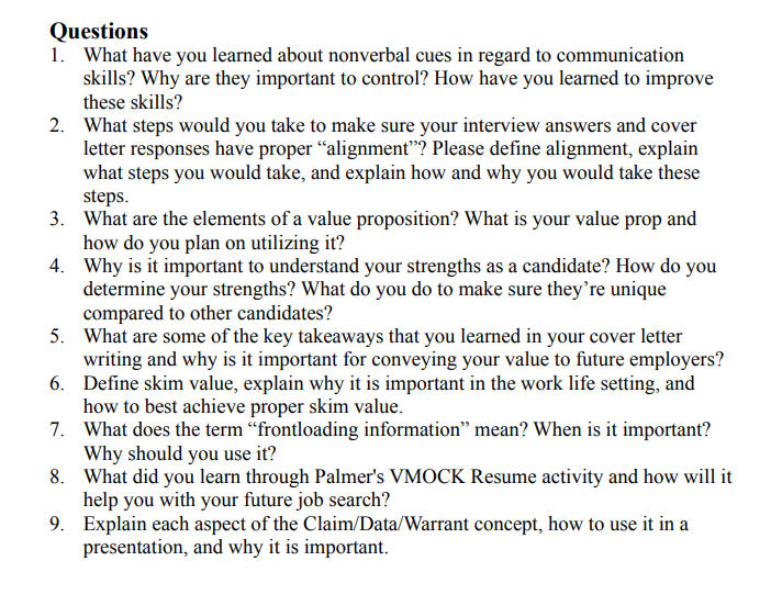 Can you answer Questions: 2,3,7, & 9? Thank You!