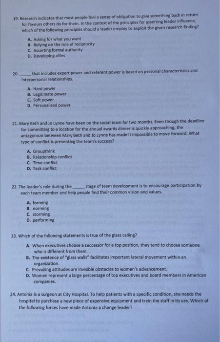 Multiple -Choice Question Leadership Management &