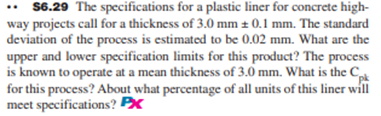 *. S6.29 The specifications for a plastic liner