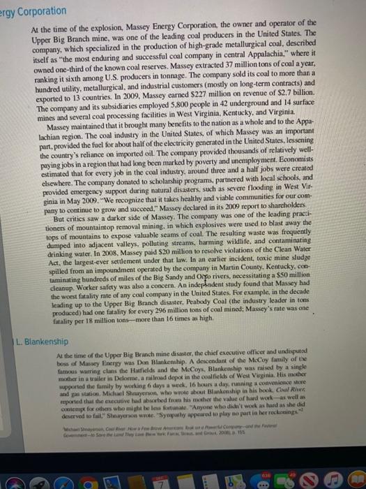 read case seven entitled "the Upper Big Branch