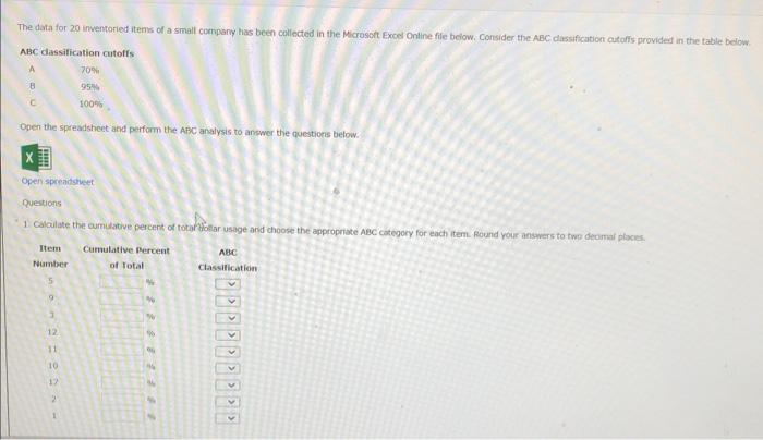 one question, multiple parts The data for 20