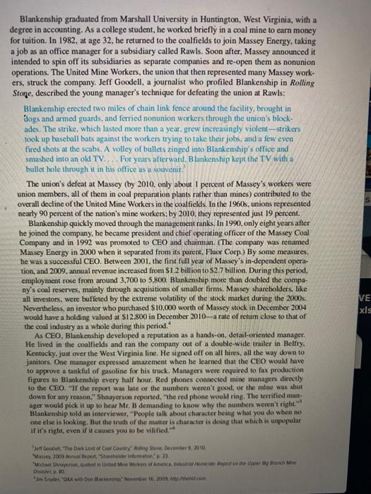 read case seven entitled "the Upper Big Branch