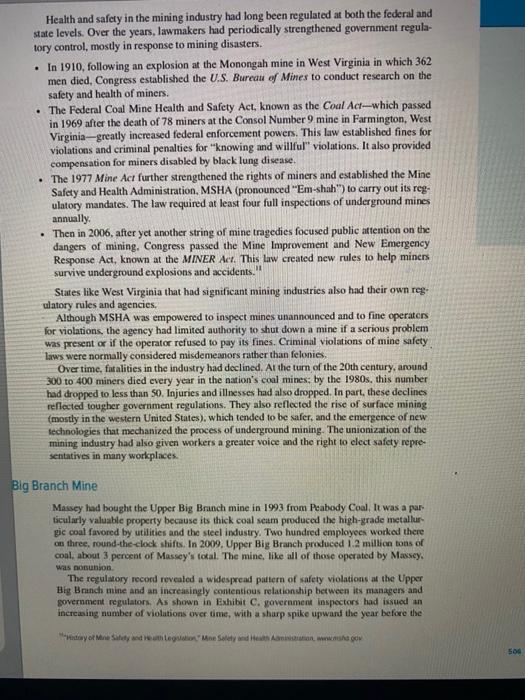 read case seven entitled "the Upper Big Branch