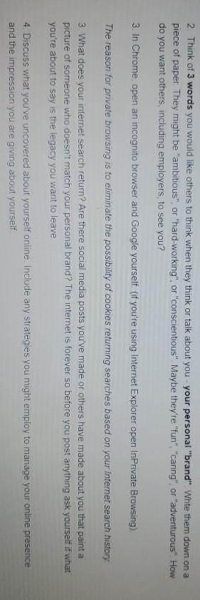 2. Think of 3 words you would like others to