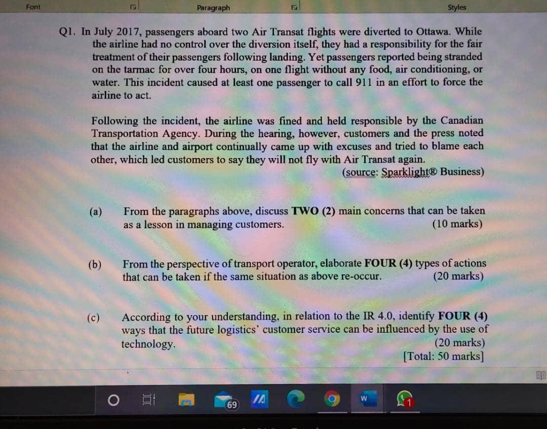 logistic managment...ans in hurry Font Paragraph