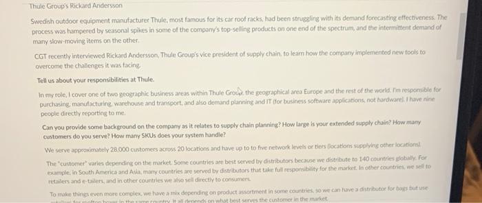 Please help with questions 1-5 on this case study