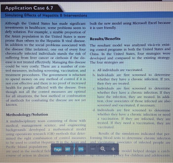 Application Case 6.7 Simulating Effects of