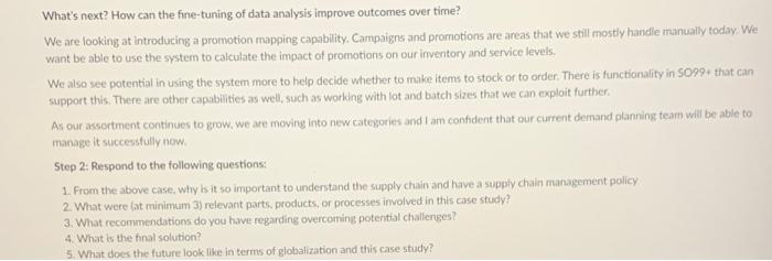 Please help with questions 1-5 on this case study