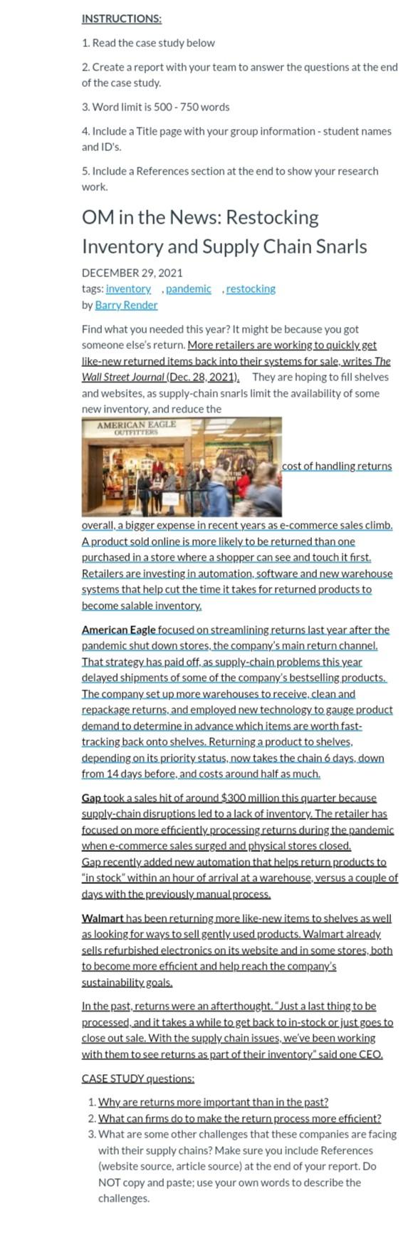 INSTRUCTIONS: 1. Read the case study below 2.