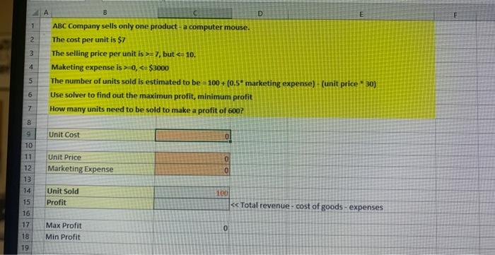 how to solve using solver on excel ABC Company