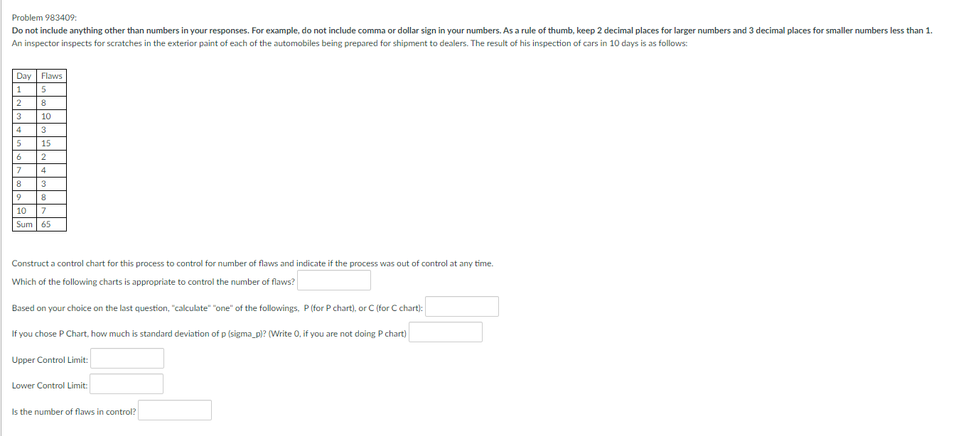 Problem 983409: Do not include anything other